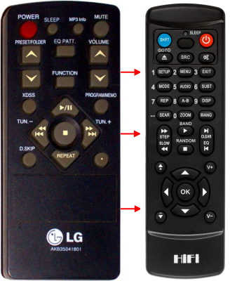 Replacement remote control for LG XC12