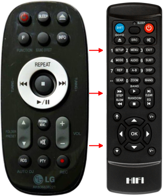 Replacement remote control for LG COV33552401