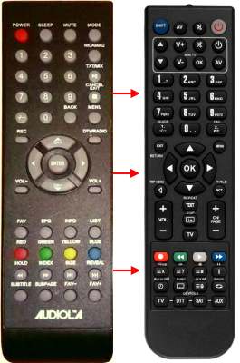 Replacement remote control for Audiola TVD215LED