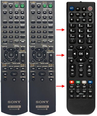 Replacement remote control for Sony RM-AAU020