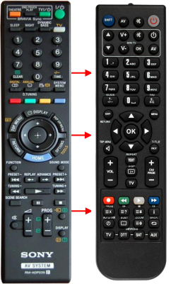 Replacement remote control for Sony RM-ADP035