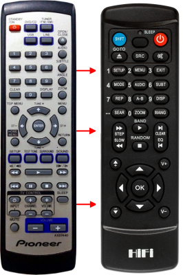 Replacement remote control for Pioneer XV-DV353