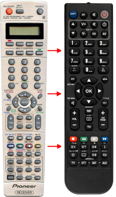 Replacement remote control for Pioneer CU-VSX140
