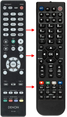 Replacement remote control for Denon RC-1228(2VERS.)