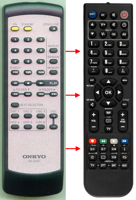 Replacement remote for Onkyo RC547C, 24140547, DXC390