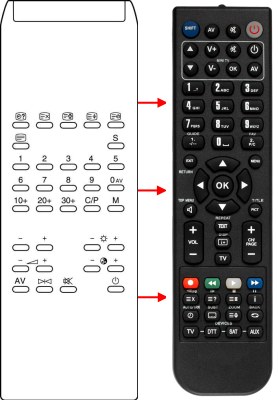 Replacement remote control for Schneider STV6212NICAM