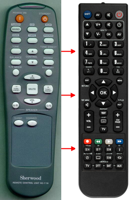 Replacement remote for Sherwood RX-5502 PRC-124