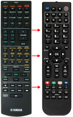 Replacement remote for Yamaha RXV430, HTR5550, RAV242, V8295200