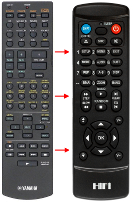 Replacement remote control for Yamaha RAV241-V829510EU