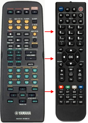 Replacement remote control for Yamaha RAV304