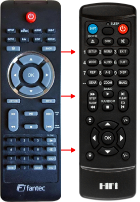 Replacement remote control for Fantec ALU PLAY HD