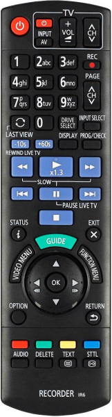 Replacement remote control for Panasonic BLU-RAY DISC RECORDER IR6