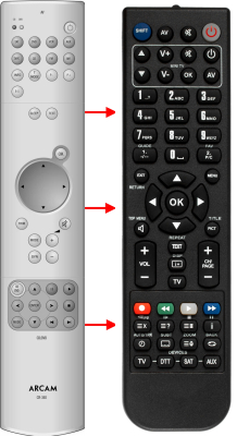 Replacement remote control for Arcam AVR100