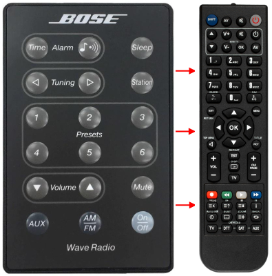 Replacement remote for Bose AWRCC1 BLACK, 035504, WAVE RADIO CD2 GREY