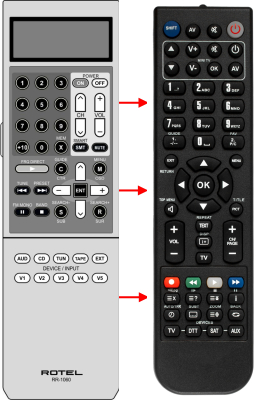 Replacement remote for Rotel RSP-1098 RSX-1056 RSP-1068