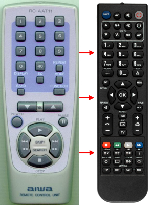 Replacement remote for Aiwa CSD-FD82 LCX-357 CA-DW538 RC-AAT11 U0051356U