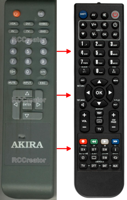 Ersättande fjärrkontroll till Akira 47KTV-20DF