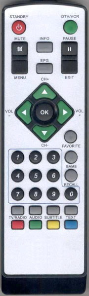 Replacement remote control for Humax TIVU BOX