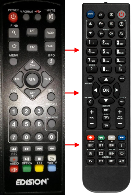 Replacement remote control for Edision HYBRIDE LITE LED