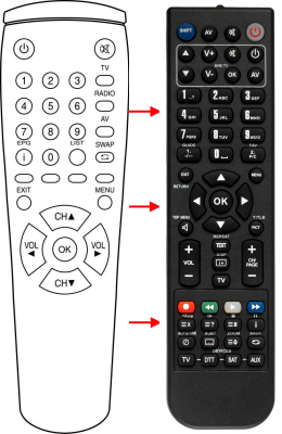 Replacement remote control for Fuba DTT100