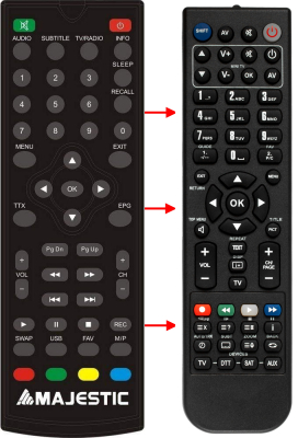 Replacement remote control for Majestic DEC557HD USBREC