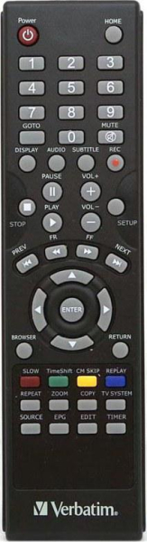 Replacement remote control for Verbatim MEDIASTATION HD-DVR1TB