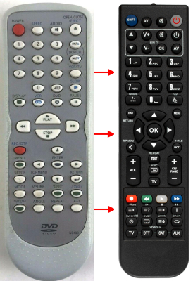 Replacement remote control for Aiwa VX-T1010