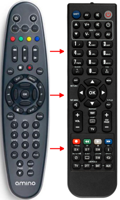 Replacement remote control for Amino TZ-RC42B-15