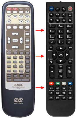 Replacement remote control for Denon DVD-9000