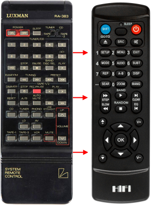 Replacement remote control for Luxman A-383