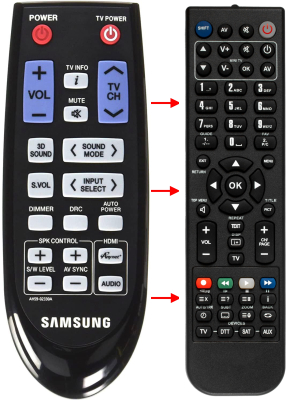 Ersättande fjärrkontroll för Samsung HW-D350 HW-D350/ZA HW-D451 HW-D450/ZA