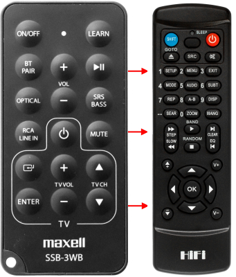 Replacement remote control for Maxell SSB-3WB