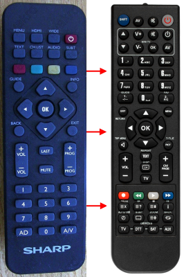 Replacement remote control for Sharp RC2583904