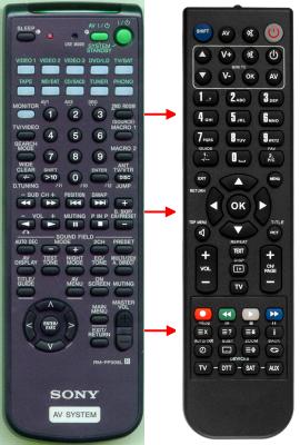 Replacement remote for Sony STRDE975, RMPP505L, STRDA3ES, 147660711