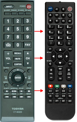 Replacement remote control for Toshiba CT-90251