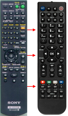 Replacement remote control for Sony RM-AAU057