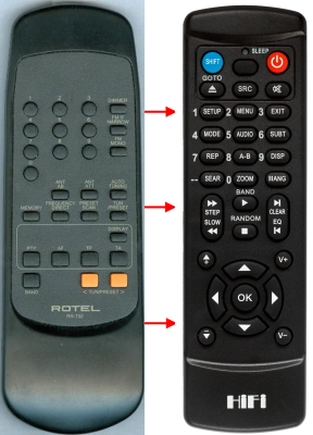 Replacement remote control for Rotel RT-1080