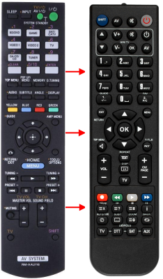 Replacement remote control for Sony RM-AAU116