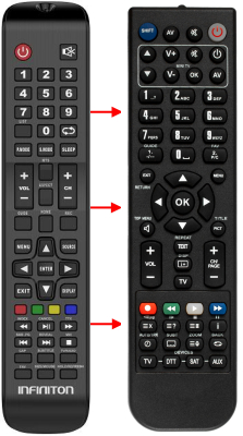 Replacement remote control for Infiniton INTV-43MU1400