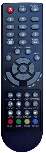 Replacement remote control for 3go HDPLAY352