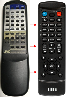 Erstatnings-fjernbetjening til  JVC RX-554R