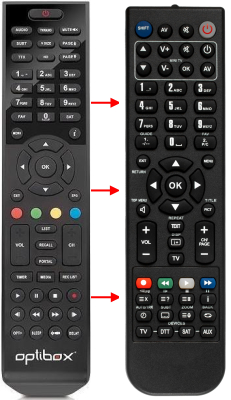 Replacement remote control for Optibox M7