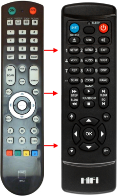 Replacement remote control for Nad T557