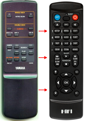 Replacement remote control for Yamaha RKX1