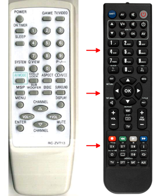 Replacement remote control for Aiwa TV-SE1430K