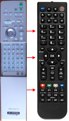 Replacement remote control for Sony RM-ADP004