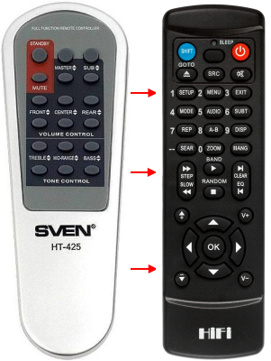 Replacement remote control for Sven HT-425