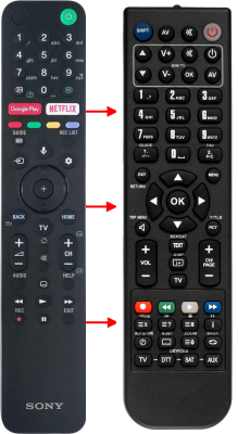 Replacement remote control for Sony 1-009-953-22