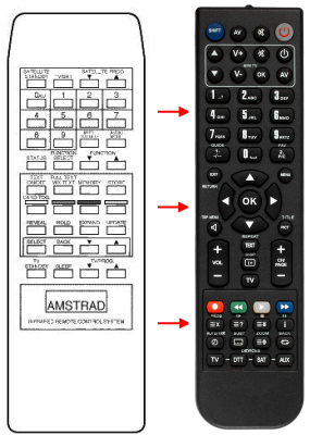 Replacement remote control for Amstrad 240 854