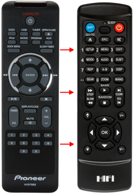 Replacement remote control for Pioneer AXD7682